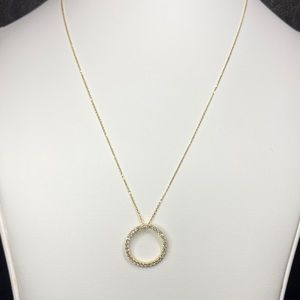 14K Solid Yellow Gold Round Pendant Necklace